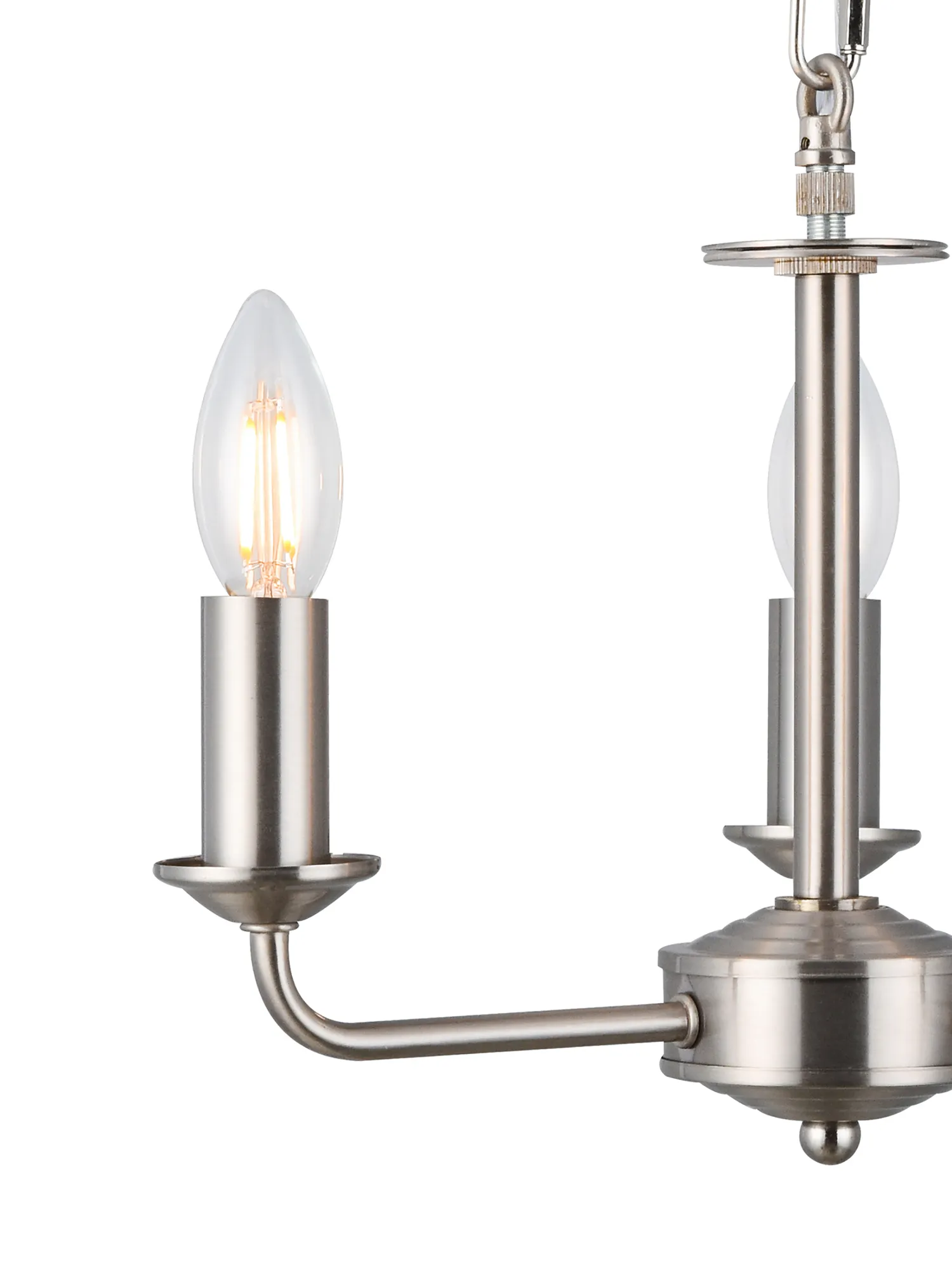 Banyan 3 Light Multi Arm Pendant With 45cm x 15cm Organza Shade Satin Nickel/Cream DK0873  Deco Banyan SN CR